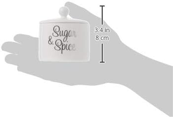 Kate Aspen Ceramic Sugar Bowl, Spice and Everything Nice, White