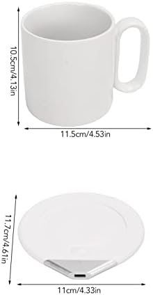 Coffee Warmer, Desk Self Heated Cup & Lid Set with Charging, Smart Recognition, for Keep Tea Coffee Milk Hot, Auto Shut Off, Panel, for Office Home Desk(White)