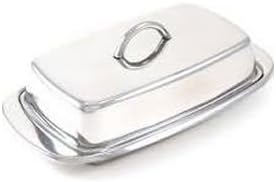 Fox Run Stainless Steel Double Butter Dish With Lid, 2 Butter Stick Capacity