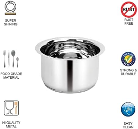 Priya Stainless Steel Tope/Patila/Cookware Set (3 Pieces- 900 ml, 1300 ml and 1800 ml Induction and Gas Compatible)