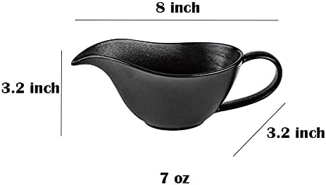 Sizikato Set of 2 Classic Porcelain Easy Pour Gravy Sauce Boat Creamer Pitcher. 7 Oz