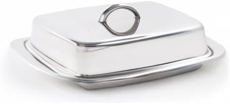 Fox Run Stainless Steel Double Butter Dish With Lid, 2 Butter Stick Capacity