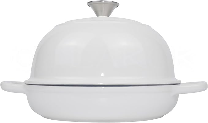 OLLAKOK Dutch Oven for Bread Baking Bread Oven for Sourdough Bread Baking, Enameled Cast Iron Dutch Oven Pot with Lid 5 qt Cast Iron Bread Pan, White
