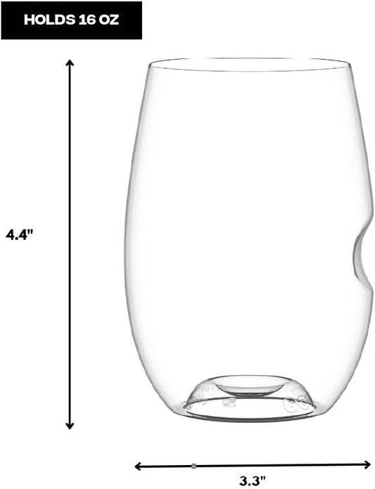 Unbreakable Stemless Wine Glass – Set of 2, 16oz, Dishwasher Safe, BPA-free Tritan, Clear Stemless Red Wine Glasses, Shatterproof for Indoor, Outdoor, Everyday Use. Reusable, Made in the USA
