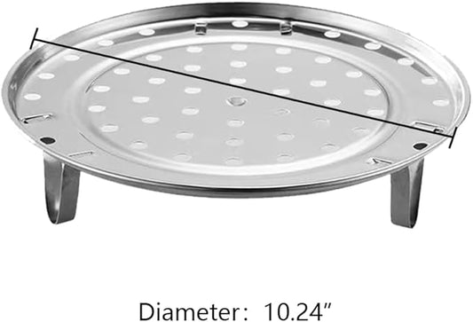 10.2-inch Dia Stainless Steel Steamer Rack with Removable Legs Kitchen Utensils for Steaming Baking