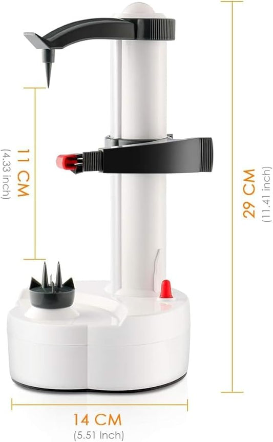 ele ELEOPTION Electric Potato Peeler Multifunction Electric Fruit Apple Peeler Potato Peeling Machine Automatic Rotating, Kitchen Peeling Tool White