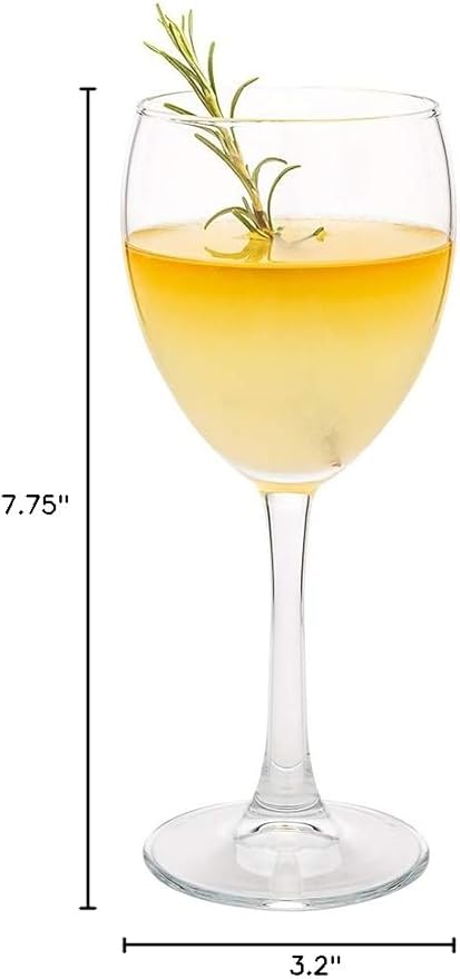 Restaurantware Cascata 11 Ounce White Wine Glasses Set Of 6 Tempered White Wine Glasses - Chip-Resistant Fine-Blown Stemmed Wine Glasses Dishwasher-Safe Stemware For Red Or White Wines