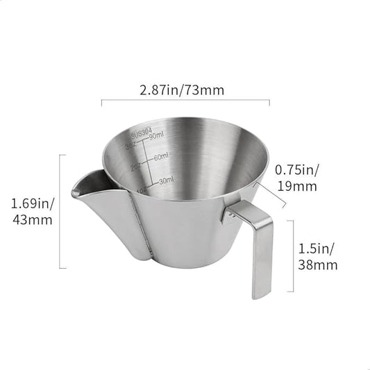 watchget 3.4oz/100ml Crema-Removd Espresso Shot Cup with Handle Stainless Steel Espresso Measuring Cup Espresso Shot Pitcher with V-Shaped Mouth for Barista Cafe Home