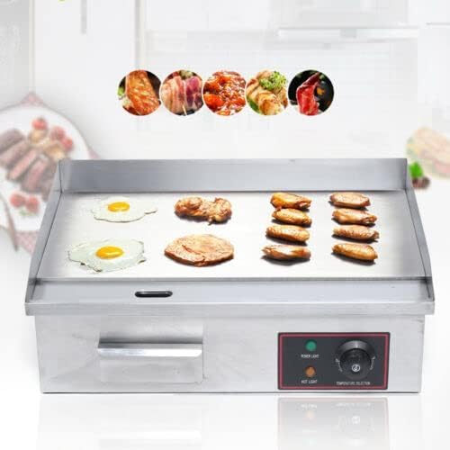 Electric Hot Plate Grill,Commercial Electric Countertop Grill Flat Top Grill Hot Plate Grill, 110v 3000w Adjustable Thermostat Control, Stainless Steel Restaurant Grill Stainless Steel