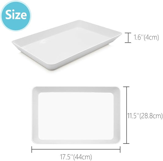 Serving Tray Platter, 17.5'' x 11.5'' x 1.6'', 3 Pcs Food Tray for Veggie Fruit Snack Dessert Cookie Cheese, Food Trays for Party Supplies Display, Large Platters for Serving Food, BPA Free