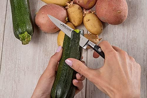 Arcos Forged Knife 4 Inch Stainless Steel. Kitchen Knife for Peeling Fruits and Vegetables. Ergonomic Polyoxymethylene Handle and 100mm Blade. Series Riviera. Color Black