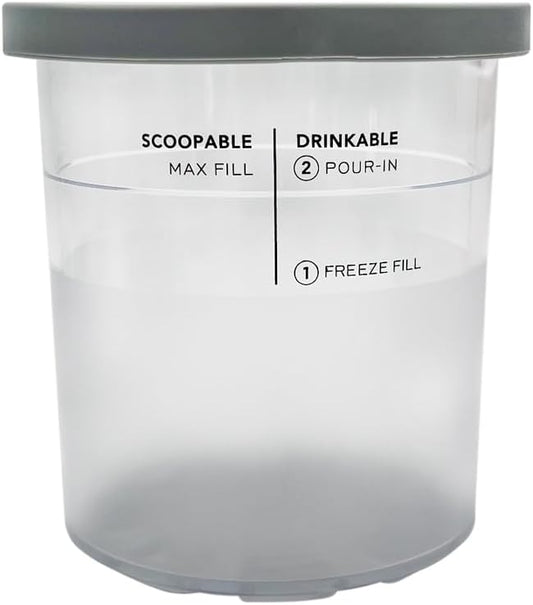 XL Family Size Ice Cream Pint Containers, Compatible with Ninja NC501 CREAMi Deluxe 11-in-1 Ice Cream & Frozen Treat Maker and model: NC500, NC501, NC501H, NC501HBL and NC501HGN. (GRAY)