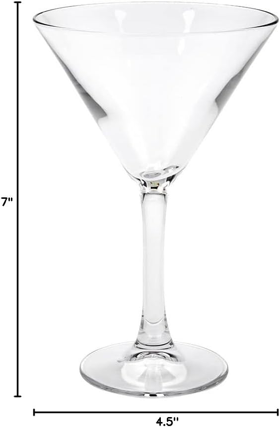 Restaurantware Cascata 9 Ounce Stemmed Martini Glasses Set Of 6 Tempered Martini Glasses - Chip-Resistant Fine-Blown Glass Martini Glass Set Dishwasher-Safe For Martinis Or Cocktails