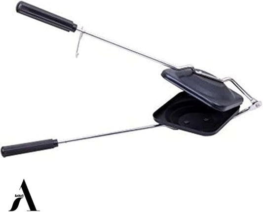 AnNafi® Sandwich Maker | Sandwich Press Grill For Gas/Stove | Non Stick Hand Toaster Pan For Hot & Crisp Grilled Cheese Sandwiches & Cubano | Easy to Use Cast Iron Flying Saucer For Outside Campfire