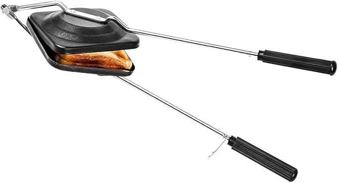 Sandwich Maker Stovetop Toaster Nonstick Double Side Pressure Pan with Handles Gas Stove Hot Sandwich Pan Hot Pan Panini Maker Outdoor Camping Home Kitchen Breakfast Double Sided Frying Pan