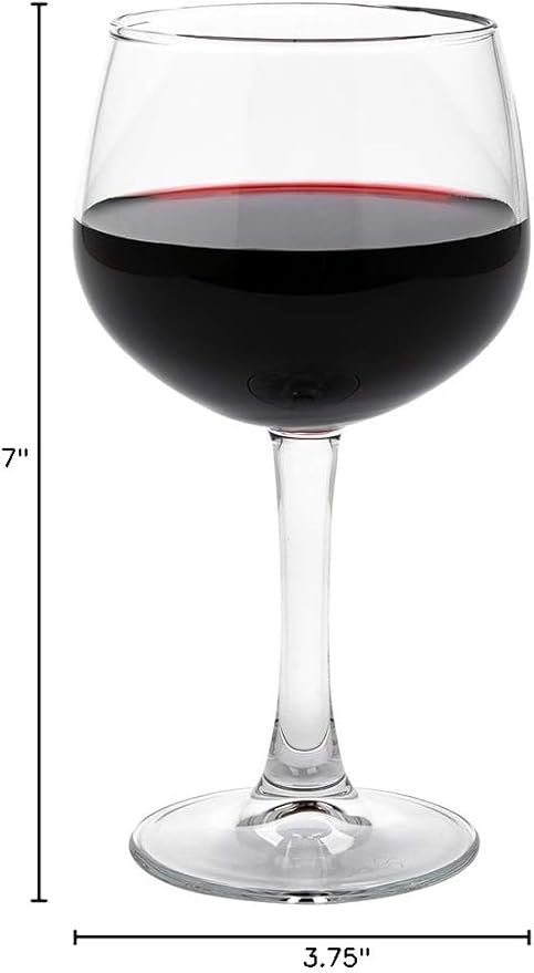 Restaurantware Cascata 13 Ounce Balloon Red Wine Glasses Set Of 6 Tempered Red Wine Glasses - Chip-Resistant Fine-Blown Glass Wine Balloon Glasses Dishwasher-Safe Stemware For Red or White Wines