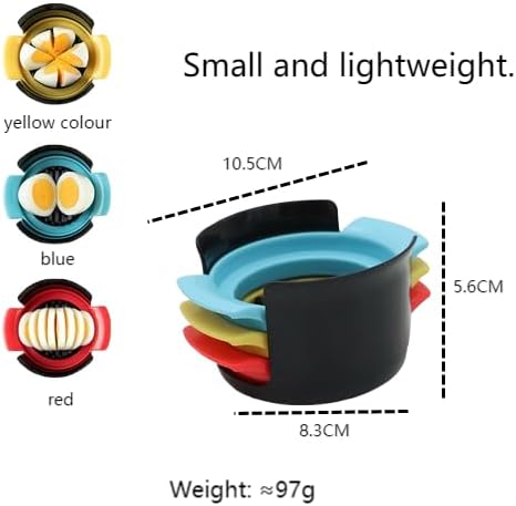 Generic 3-in-1 Multi-Functional Egg Slicer, Stainless Steel Blade & Body, Blue, Yellow, Red, Perfect for Eggs & Fruits