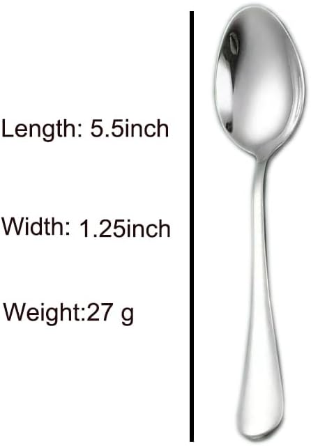 Wesdxc56 Demitasse Espresso Spoons, Mini Coffee Spoon, 5.5 Inches Stainless Steel Small Spoons for Dessert, Set of 6(Silver)