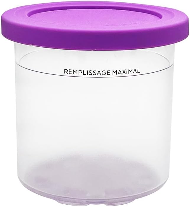 4 Pack Replacement Ice Cream Pint with Lid,Compatible with Ninja Creami Ice Cream Maker: NC301, NC300, NC299AMZ Series (Red/Orange/Purple/Coffee)