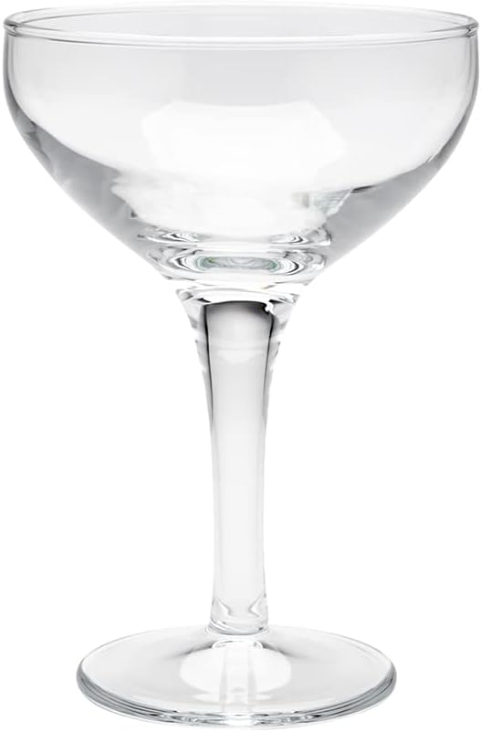 Restaurantware Cascata 7 Ounce Cocktail Coupes Set Of 6 Tempered Coupe Glasses - Wide Bowl Chip-Resistant Fine-Blown Glass Retro Champagne Glasses Dishwasher-Safe For Champagne Or Cocktails