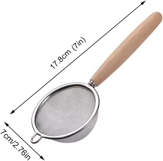2Pcs Stainless Steel Fine Mesh Strainer Versatile Long-Handle Sieves for Flour Tea Coffee Oil Filtering(2.76-Inch)