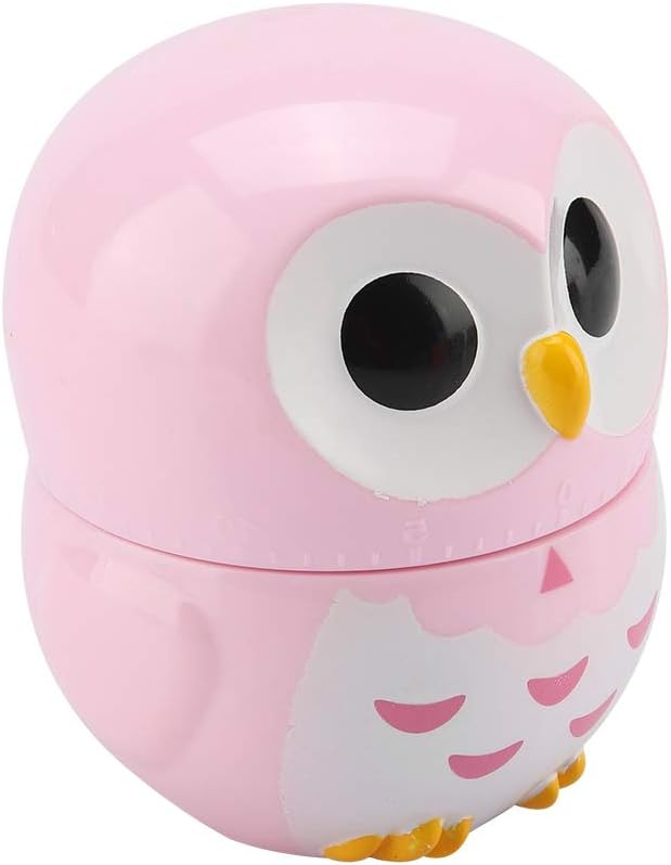 Owl Kitchen Timer, Kitchen Timer Owl Mechanical Home Cooking Counters Clock Portable Alarm Clock Kitchen Cooking Tool (Pink)