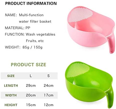 Rice Washing Filter Strainer Basket Colander Sieve Fruit Vegetable Bowl Drainer Cleaning Tools Home Kitchen Kit (S, Pink)