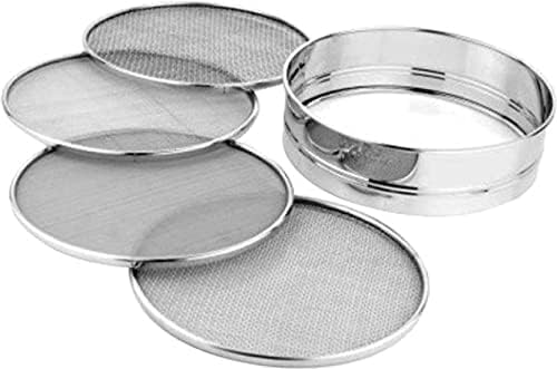 4 In 1 Stainless Steel Interchangeable Sieve Set of 5 Flour Spices Food Strainers Atta Chalni Jaali Channi Atta, Maida Strainer - Silver, Length 8 Inch, Width Height 2.5 Inch Four in One