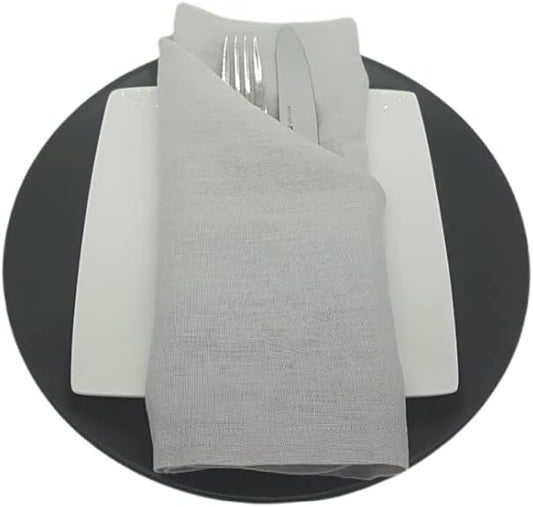 MARC OLIVER Linen Cloth Napkins Light Grey. Pack of 4. Handmade 20"x20", Fully Hemmed with Mitered Corners Fully Washable Pure Linen Napkin for Everyday Dining Table, Kitchen, Home, Thanksgiving