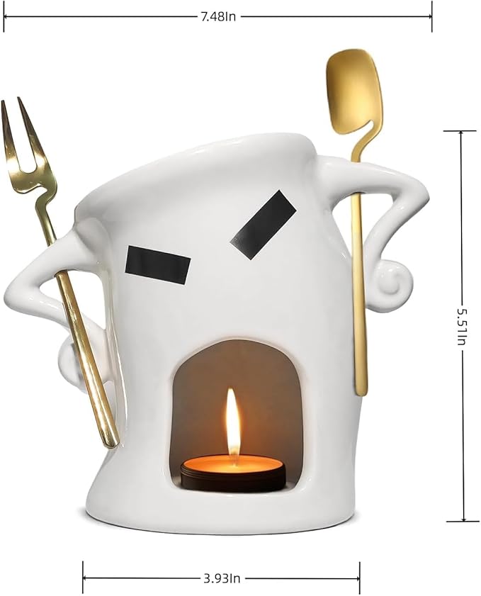 Chocolate Fondue Mug with Attitude - Ceramic Melting Cup with Fork, Candle Warmer - Perfect for Date Night, Dessert, Family Fun (Red)