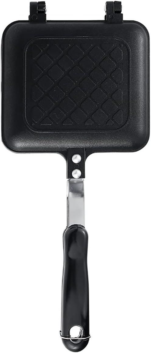 Grilled Sandwich Maker,Camping Toastie Maker, Stove top Panini Press Pan with Non-Stick Plates, Double Sided Hot Toasted Sandwich Maker Breakfast Frying Pan for Outdoors Camp Home Kitchen