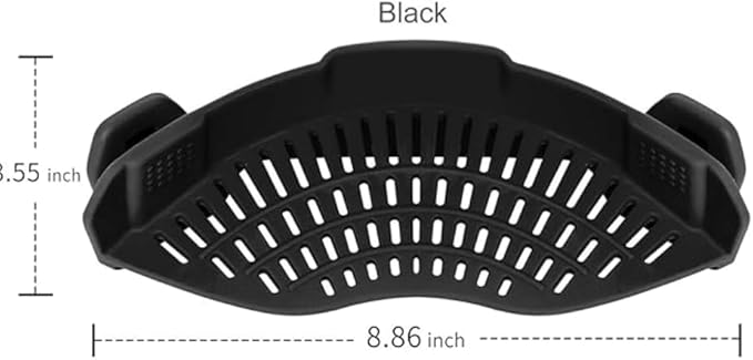 Clip On Silicone Strainer for Pots and Pans, Pasta Strainer, Food Strainer for Meat, Vegetables, Fruit, Gray