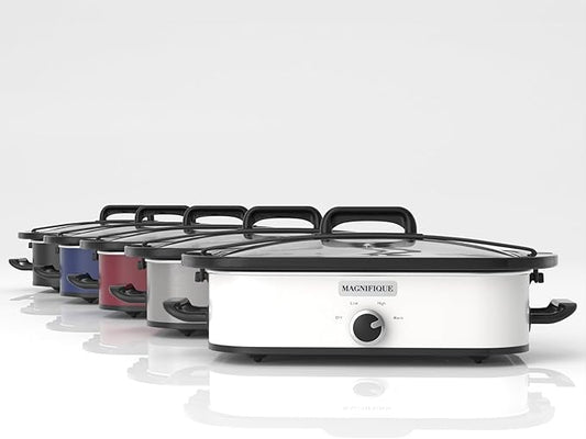 Magnifique 4-Quart Slow Cooker with Casserole Manual Warm Setting - Perfect Kitchen Small Appliance for Family Dinners, Dishwasher Safe Crock, White