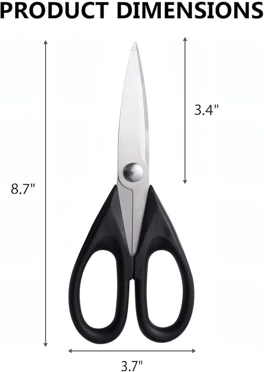 Multipurpose Kitchen Shears, 8.7" Professional Heavy-Duty Scissors, Dishwasher Safe, Rust-Resistant Stainless Steel, Ergonomic Soft Grip Handles for Cooking and Home Use