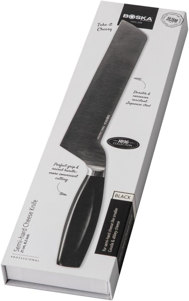 BOSKA Semi-hard Cheese Knife - Black - Premium Cheese Cutter - For professional use - HACCP - Food Safety - Cheese Knives - 1896 collection