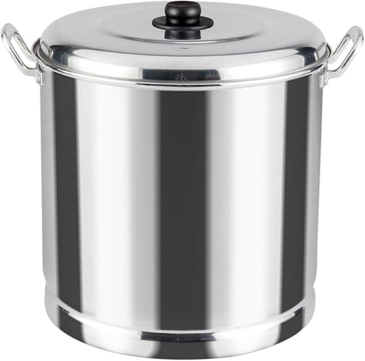 Vasconia 32-Quart Steamer Pot (Aluminum) with Tray & Aluminum Lid for Most Stoves (Hand-Wash only) Large Stock Pot for Tamales, Steaming, Boiling & Frying - Makes Seafood, Pasta, Veggies & More