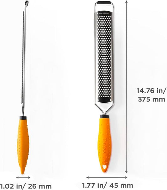 Deiss PRO Lemon Zester Heavy Duty Cheese Grater, Vegetable Grater and Deiss PRO Kitchen Grill Spatula Stainless Steel Heavy Duty Slotted Turner