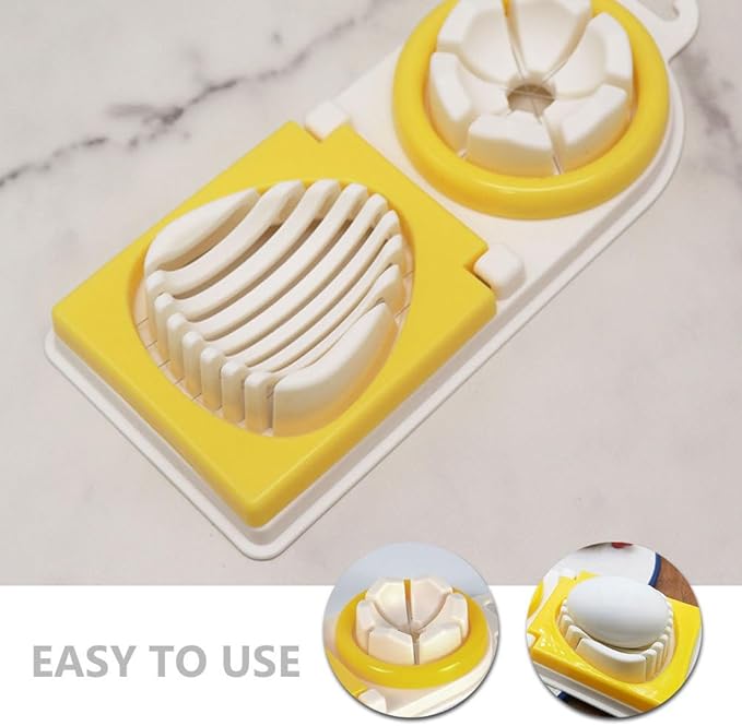PRETYZOOM Metal Onion Slicer Egg Slicer for Boiled Egg with Stainless Steel Wire, Strawberry Mushroom Cutter Slicer, 2 Slicing Styles (Yellow) Egg Slicing Supplies