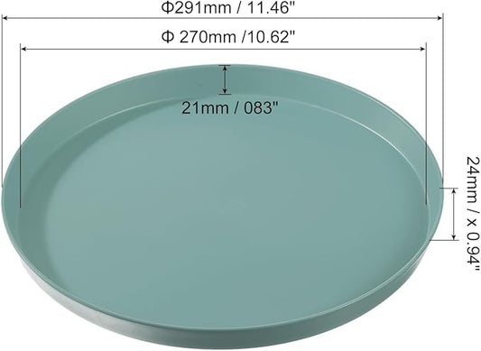 PATIKIL 11" Restaurant Serving Trays, 2 Pcs Round Non-Slip Food Service Tray Platter Reusable Plastic Fast Food Serving Tray for Bar Coffee Home Cafeteria Hotel, Green