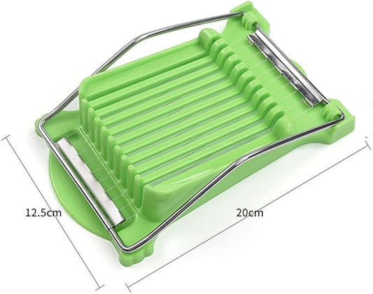 Hoshen Luncheon Meat Slicer, Egg Cutter, Fruit Soft Cheese Slicer, Strengthened Stainless Steel Cutting Line, 10 Slices Evenly Cut,Original Box,Red