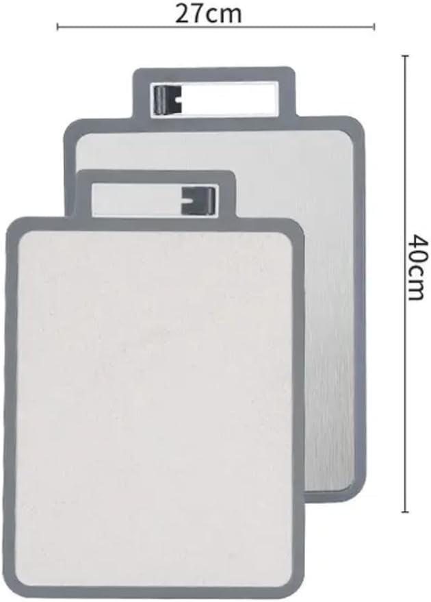 Double sided Stainless Steel Cutting Board with knife sharpner, Stainless steel/wheat Straw pp Kitchen Chopping Board, Easy to Clean,juice grooves and Dishwasher Safe16"×11"