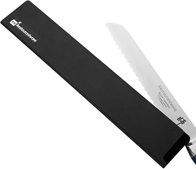Sensei 12 x 2 Inch Knife Sleeve, 1 Knife Protector - Fits Chef Knife, Felt Lining, Black Plastic Knife Blade Guard, Durable, Cut-Proof - Restaurantware