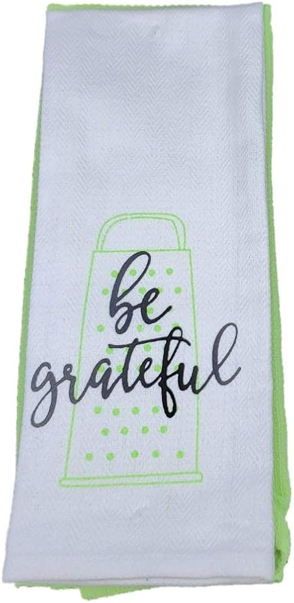 Grater Zester with Humorous Kitchen Towel Set "Be Grateful"