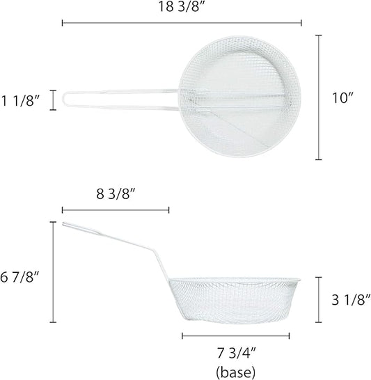 TrueCraftware- 12” Round Breading Basket Coarse Mesh 3" Deep- Culinary Basket for Dredging Chicken French Chips Onion Rings Chicken Wings Food Prep Basket Serving Strainer for Breadcrum Dishes