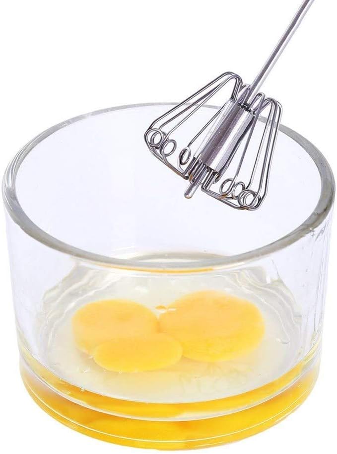 Egg Whisk, 12 Inch Semi-Automatic Egg Beater Stainless Steel Hand Mixers for Blending, Whisking, Beating, Premium Kitchen Utensil