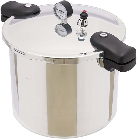 Pressure Cooker, Aluminum Pressure Cooker, Pressure Canner With Gauge Release Valve, 23 Quart Large Capacity, Cookware 90kpa HOT for Home Cooking, Silver