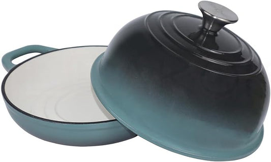 OLLAKOK Dutch Oven for Bread Baking, Enameled Cast Iron Dutch Oven Pot with Lid, Bread Oven for Sourdough Bread Baking, Cast Iron Bread Pan, 5 qt Cyan