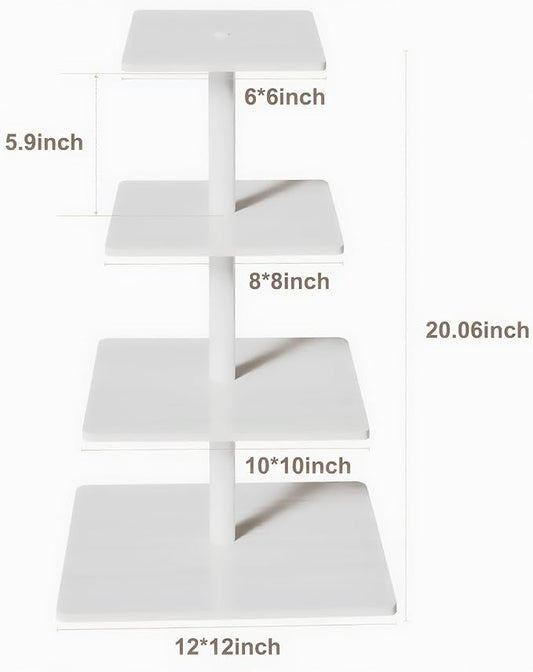 Rustic Cupcake Stand 4 Tier Square Wooden Cupcake Stands for Dessert Table Tea Parties Birthday Wedding Cupcake Tower Display