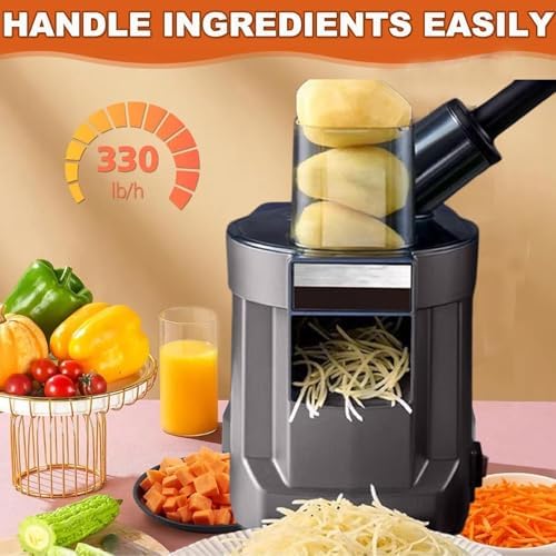 Multi-Function Electric Vegetable Chopper & Dicer, 100W Food Processor with Wide-Mouth Feed Chute - 4-in-1 Slicer, Shredder & Veggie Cutter for Every Kitchen Need