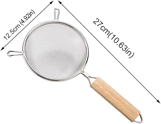 Strainer with Single Fine Mesh, 5-Inch Diameter, Mini, Stainless Steel, Tan,Silver